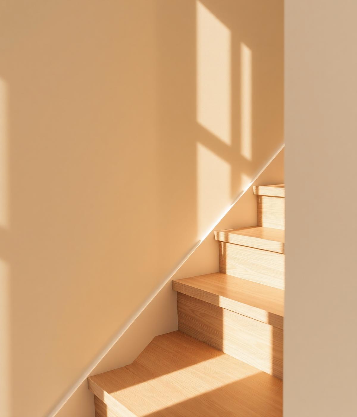 Architektonisches Detail — Holztreppe im Sonnenlicht